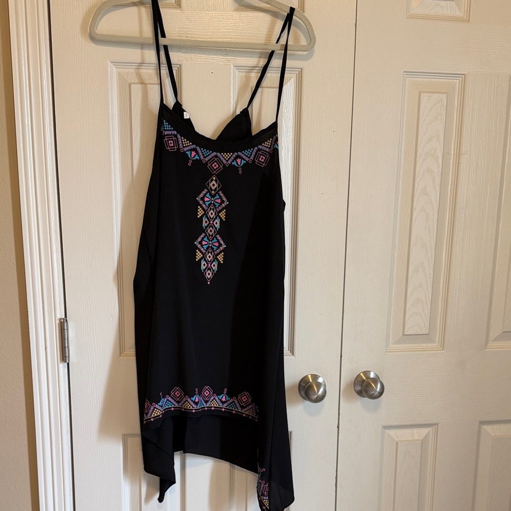 Elegant Black Maxi Dress with Colorful Patterns